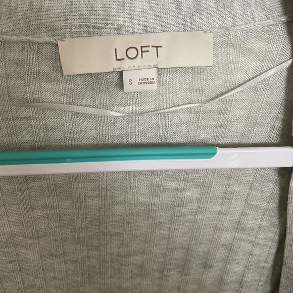 LOFT GREY RIBBED POCKET DUSTER CARDIGAN - Picture 3 of 4